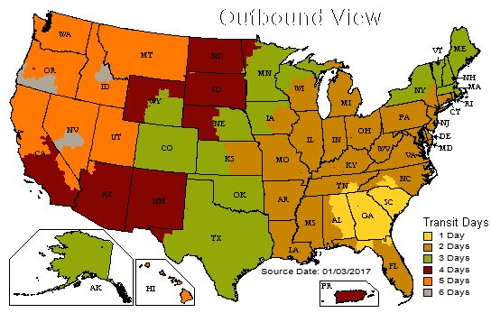 UPS Ground Map 30415